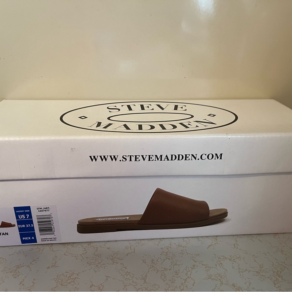 Steve Madden TAN Leather Sandals/Slip ons 7, EU 37.5 - Picture 2 of 8